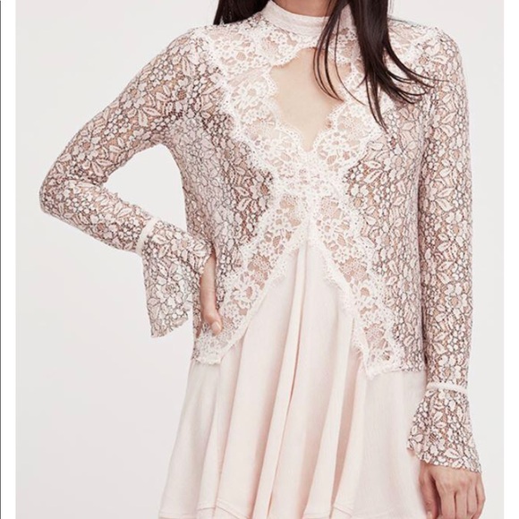 Free People tall tale lace tunic pink NWT XS&S - Picture 4 of 8